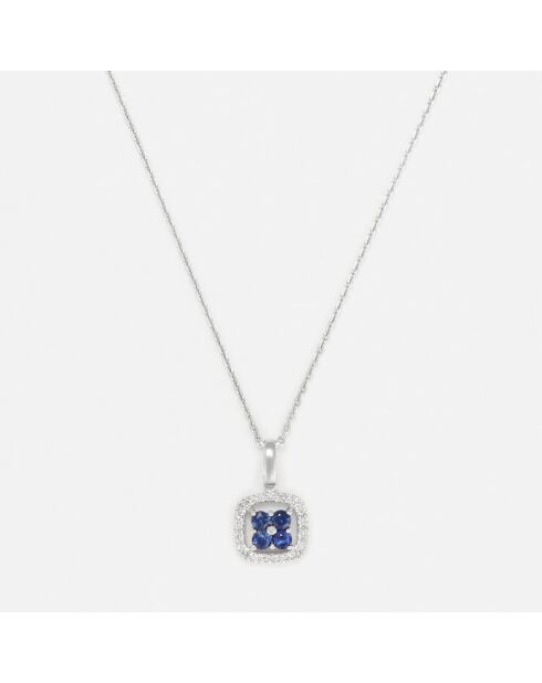 Ciondolo Harley con diamanti 0,075 ct e zaffiri 0,30 ct in oro bianco