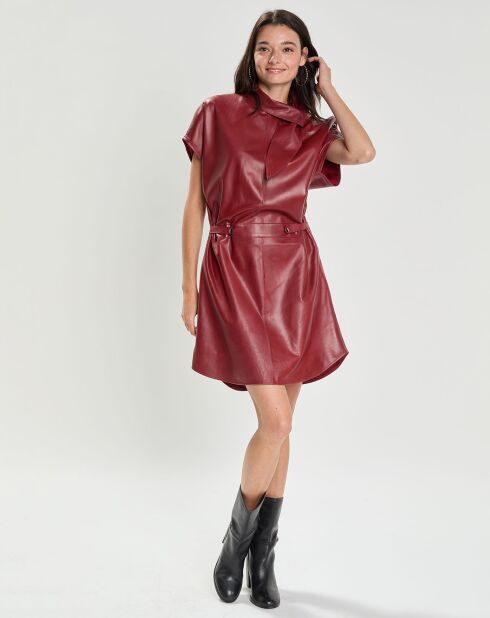 Robe en Cuir d'Agneau Odessa carmin