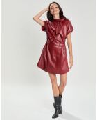 Robe en Cuir d'Agneau Odessa carmin