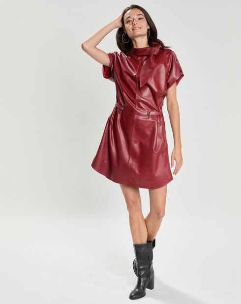 Robe en Cuir d'Agneau Odessa carmin