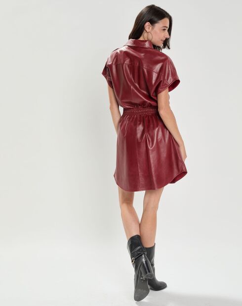 Robe en Cuir d'Agneau Odessa carmin