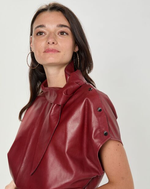 Robe en Cuir d'Agneau Odessa carmin