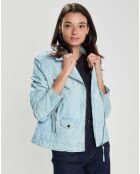 Blouson en Cuir d'Agneau Loula bleu
