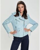 Blouson en Cuir d'Agneau Loula bleu