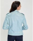 Blouson en Cuir d'Agneau Loula bleu