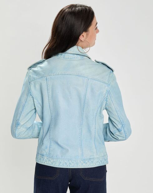Blouson en Cuir d'Agneau Loula bleu