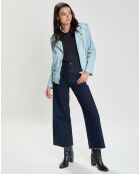 Blouson en Cuir d'Agneau Loula bleu
