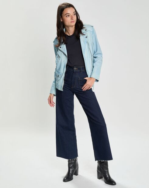 Blouson en Cuir d'Agneau Loula bleu