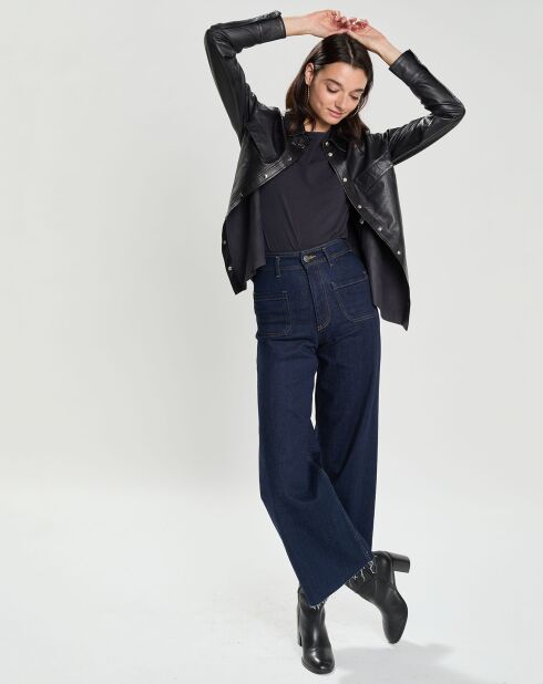 Chemise en Cuir d'Agneau Noeli noire