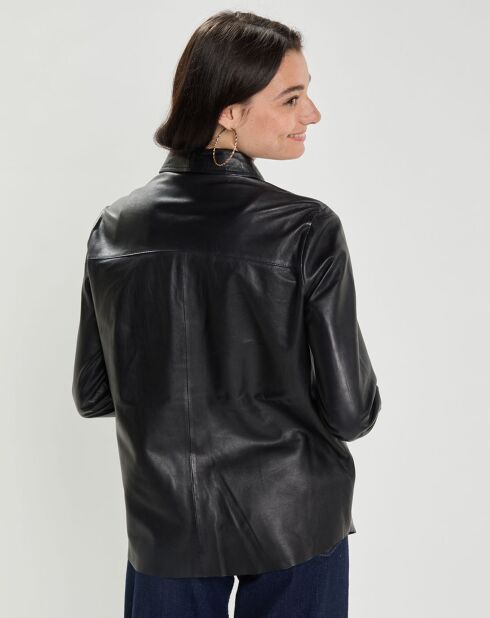 Chemise en Cuir d'Agneau Noeli noire