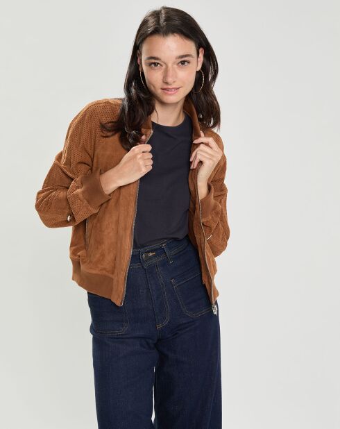 Blouson en Velours de Cuir Bendita Vel camel