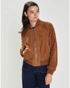 Blouson en Velours de Cuir Bendita Vel camel
