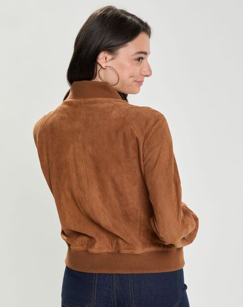 Blouson en Velours de Cuir Bendita Vel camel