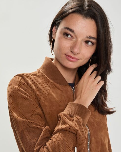 Blouson en Velours de Cuir Bendita Vel camel
