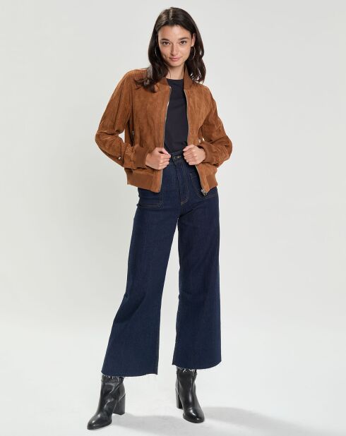 Blouson en Velours de Cuir Bendita Vel camel