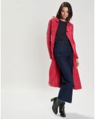 Manteau en Velours de Cuir Saveria Vel framboise