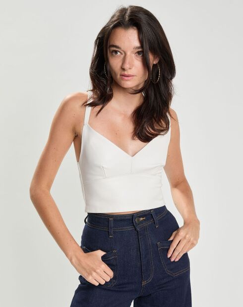 Top en Cuir d'Agneau Elfi blanc