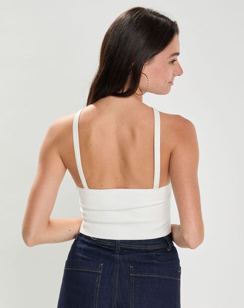 Top en Cuir d'Agneau Elfi blanc