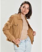 Blouson en Velours de Cuir Aziana Vel camel