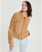 Blouson en Velours de Cuir Aziana Vel camel