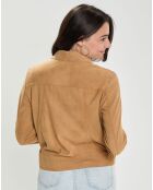 Blouson en Velours de Cuir Aziana Vel camel