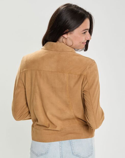 Blouson en Velours de Cuir Aziana Vel camel