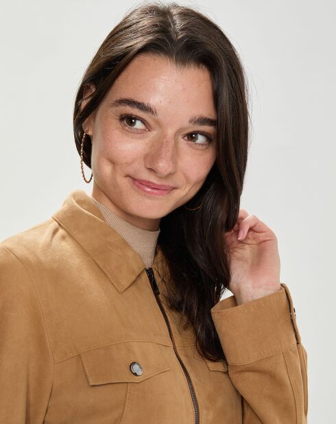 Blouson en Velours de Cuir Aziana Vel camel