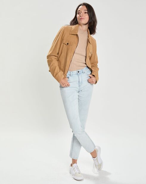 Blouson en Velours de Cuir Aziana Vel camel