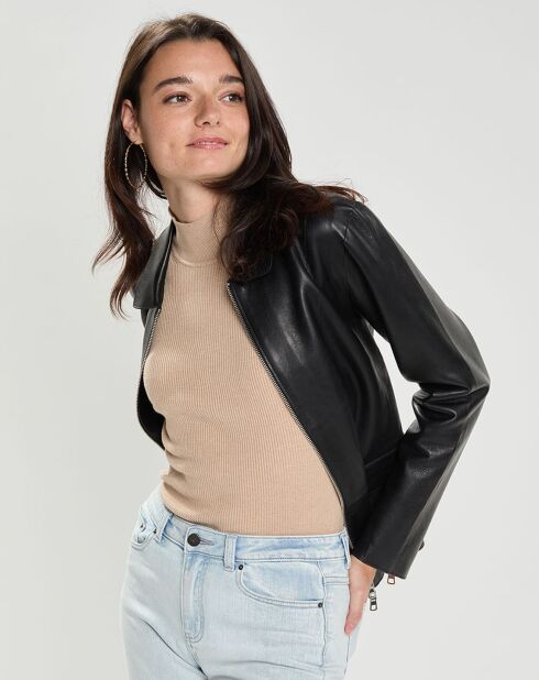 Veste en Cuir d'Agneau Cyrana noire