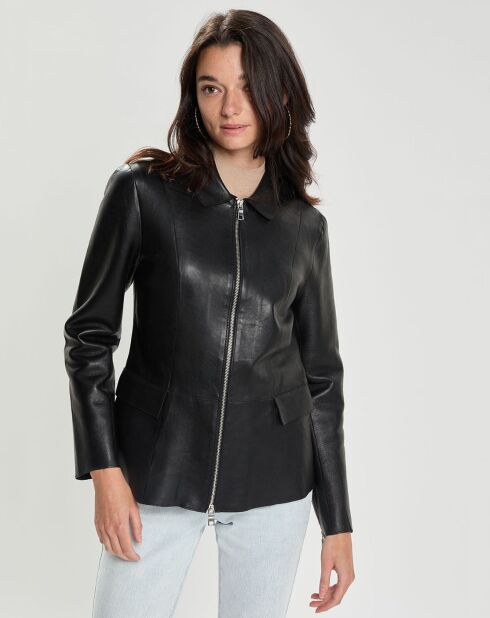 Veste en Cuir d'Agneau Cyrana noire