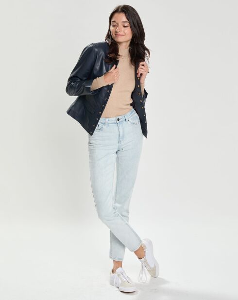 Blouson en Cuir d'Agneau Segolene marine