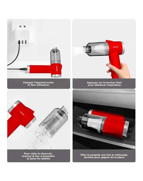 Aspirateur à main sans fil rouge