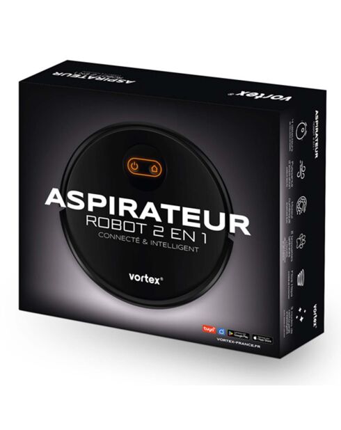 Aspirateur robot 2-en-1 connecté & intelligent noir