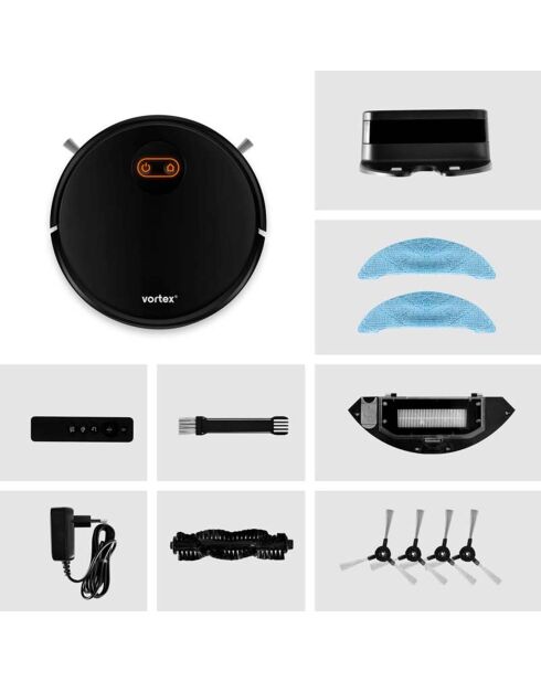 Aspirateur robot 2-en-1 connecté & intelligent noir