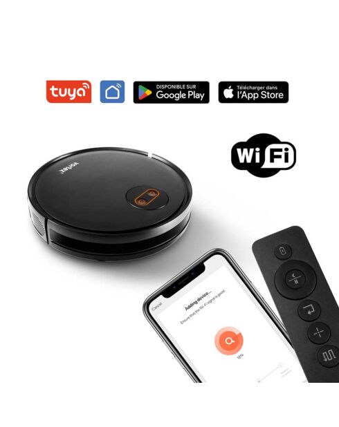 Aspirateur robot 2-en-1 connecté & intelligent noir