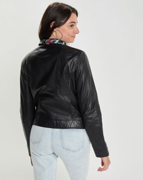Blouson en Cuir d'Agneau Mareka noir