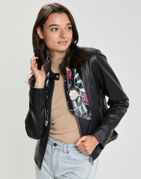 Blouson en Cuir d'Agneau Mareka noir