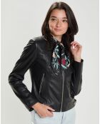 Blouson en Cuir d'Agneau Mareka noir