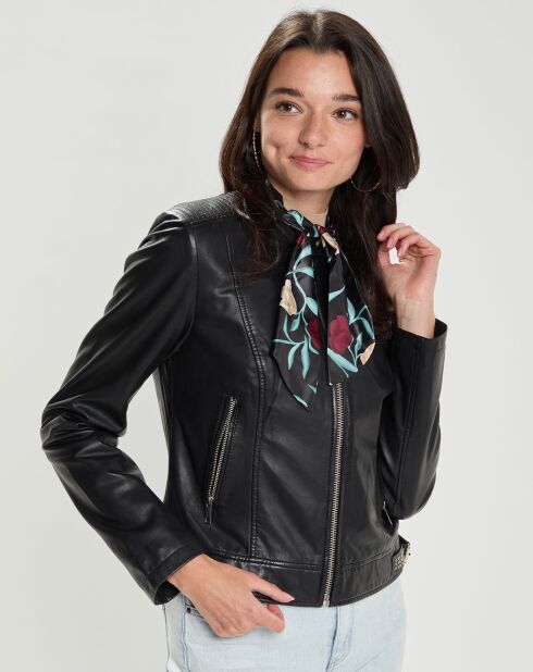 Blouson en Cuir d'Agneau Mareka noir