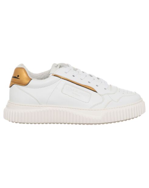 Sneakers en Cuir Hybro blanc/bronze