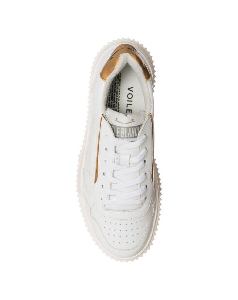 Sneakers en Cuir Hybro blanc/bronze
