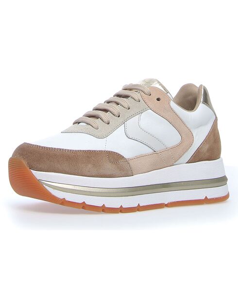 Sneakers en Cuir Maran blanc/beige/argenté