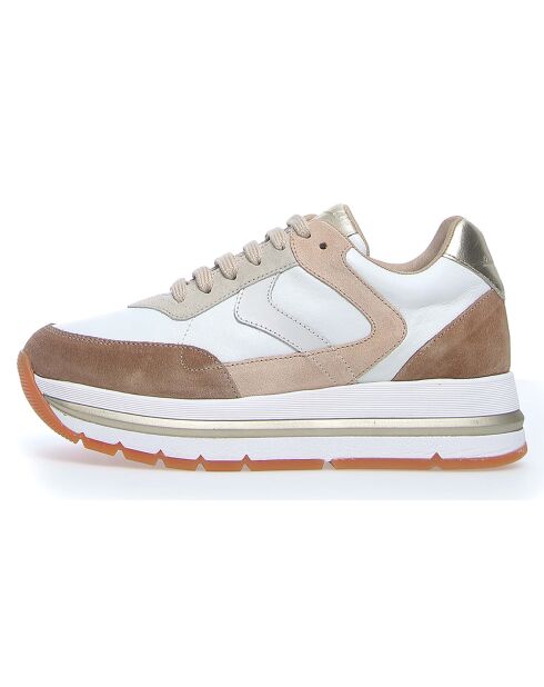Sneakers en Cuir Maran blanc/beige/argenté