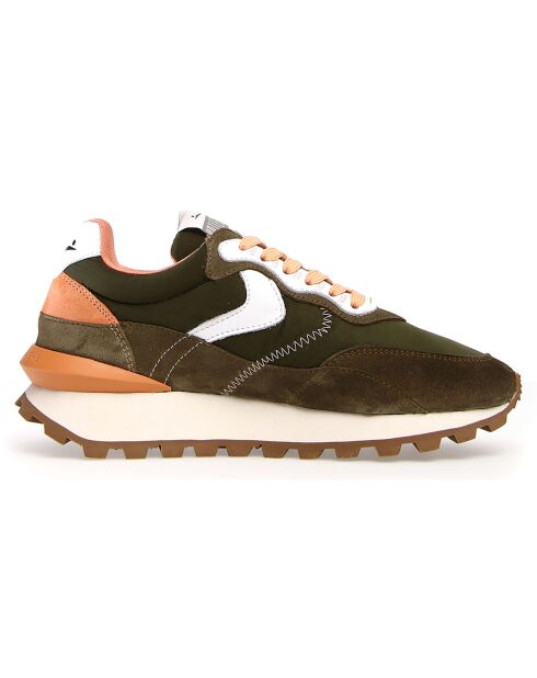 Sneakers en Cuir Qwark vert/marron