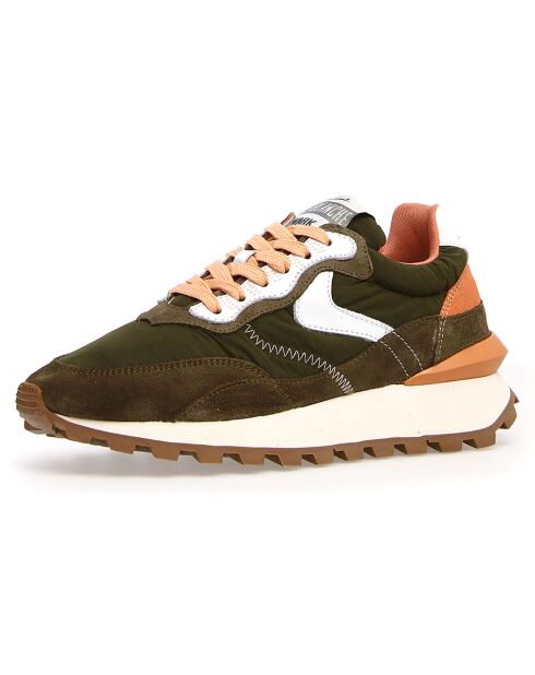 Sneakers en Cuir Qwark vert/marron