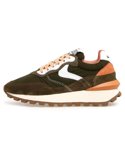 Sneakers en Cuir Qwark vert/marron