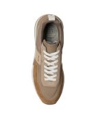 Sneakers en Cuir et Velours de cuir Sean caramel/beige