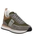 Sneakers en Cuir et Velours de cuir Sean kaki/gris