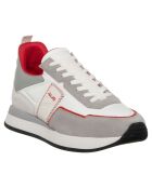 Sneakers en Cuir et Velours de cuir Sean blanc/gris/rouge