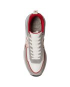 Sneakers en Cuir et Velours de cuir Sean blanc/gris/rouge